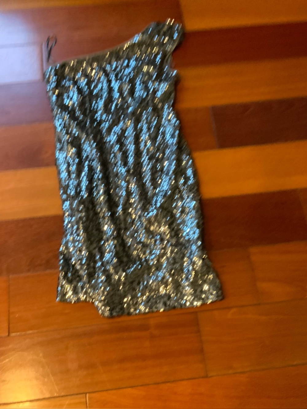 Adrianna Papell Silver Sequin One-Shoulder Dress